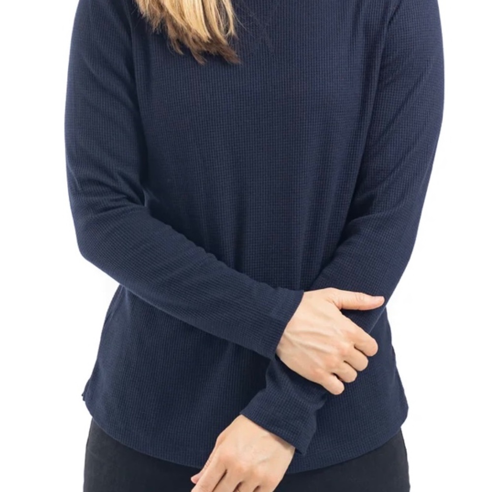 Alpha Forward Waffle Knit Long Sleeve Navy